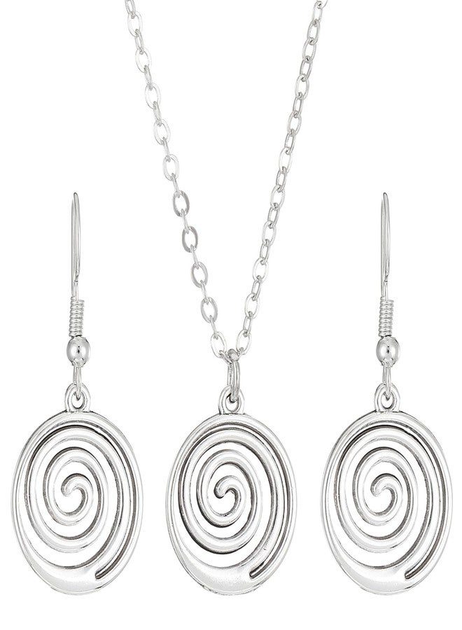 WCRAZYE Boho Geometric Tribal Swirl Wire Spiral Earrings Necklace Sets for Women Lightweight Minimalist Simple Spiral Earrings Round Spiral Statement Earrings Fashion Jewelry Gifts (Silver) - Image 1